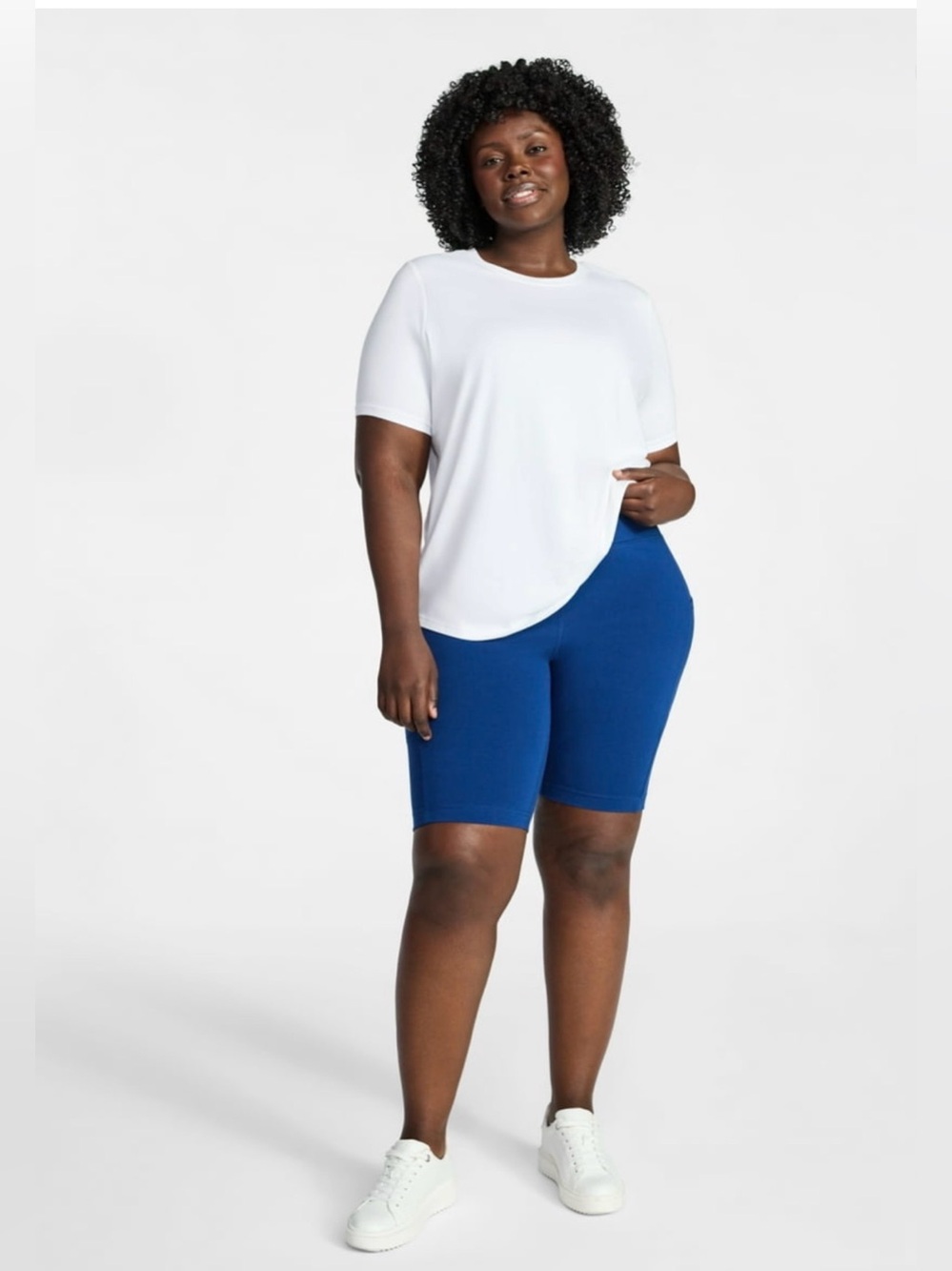 Terra & Sky Women Plus-Size Blue Bike Shorts - Stretch Comfort with Side Pocket